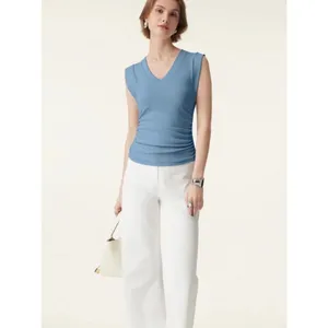 OGL Women XS White Modal Stretch V-Neck Cowl Back Sleeveless Top Blouse New thumbnail 6