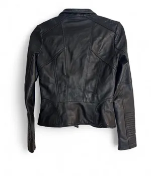 River Island Black leather biker jacket with gold zippers #biker #leatherjacket thumbnail 2
