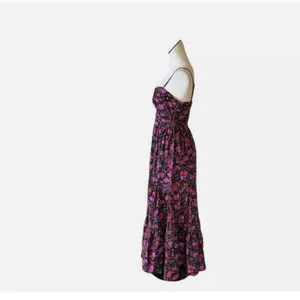 NWOT Fore Floral Tiered Boho Maxi Dress Cut Out Large Cotton Large thumbnail 7