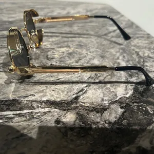 Round Gold and Black Sunglasses thumbnail 5