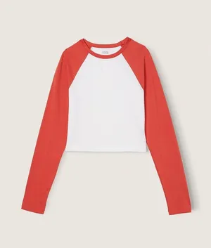PINK - Victoria's Secret NWT CROPPED LONG-SLEEVE RAGLAN TOP - M thumbnail 1