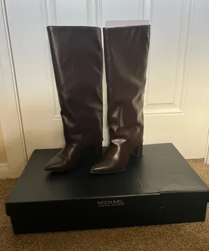 Michael by Michael Shannon Reese Wide Calf Tall Dress Boots in chocolate brown Sz 6.5 thumbnail 1