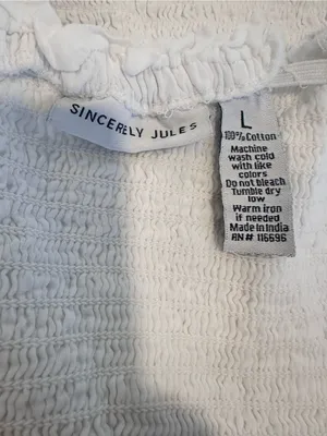 Sincerely Jules white sundress Sz:L smocked bodice tiered eyelet ruffled Dress. thumbnail 10