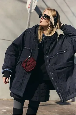 Free People Movement Billie Boxy Insulated Lightweight Jacket in Black M/L thumbnail 1