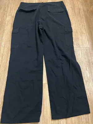 Zara Black Wide-Leg Cargo Trousers thumbnail 3
