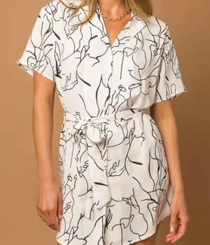 LE LIS Abstract Print Sopi’s Belted Tunic Dress Size M thumbnail 2