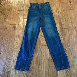 Zara seam front high rise tapered straight leg jeans 2 thumbnail 2