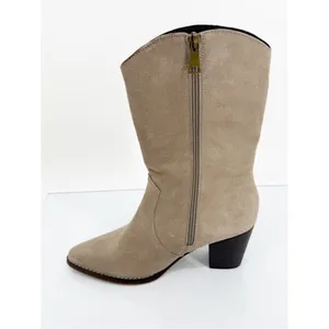 NEW TOP 3 Leather Mid Calf Cowboy‎ Boots Women's Size 8 Tan Western thumbnail 6