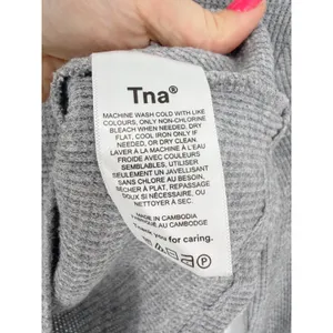 Tna Aritzia Thermal Crop Top XS Grey Excellent Mock Neck Long Sleeve Waffle thumbnail 5