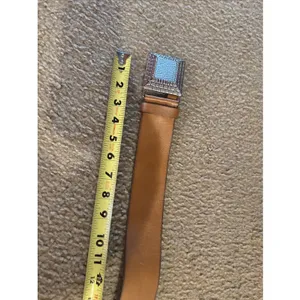 Chico's Women's Wide Leather Belt Brown Size M Big Buckle thumbnail 5