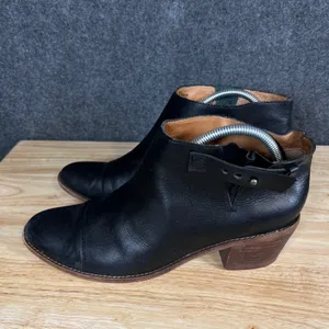 Madewell Black Leather Cap Toe Ankle Boots Side Buckle B8034 Size 11 thumbnail 3