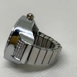 Silver tone Finger Ring Watch Round Quartz watch 22mm quartz adjustable running thumbnail 2