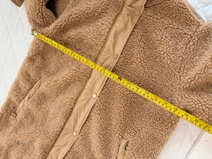 Athleta Sherpa Teddy Coat XS Camel Longline Cozy Minimalist Quiet Luxury Winter thumbnail 9