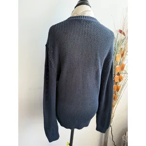 TNA‎ Aritzia Womens Navy Blue Cotton Mesh Open Knit Crewneck Sweater Size M thumbnail 2
