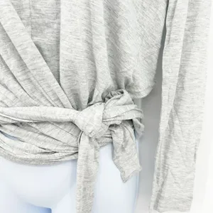 NWT J.Crew Womens‎ Tie Front Crewneck Long Sleeve Tee Top Size S Heathered Gray thumbnail 4