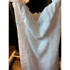 Wild Fable White Floral Jacquard Ruffle Sleeve Mini Dress Sweetheart Cowl Neck M thumbnail 6