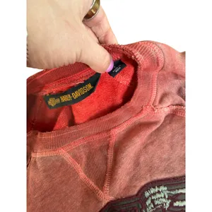 Harley-Davidson‎ Small Red Ombre Long Sleeve Embroidered Logo Pullover Shirt thumbnail 4