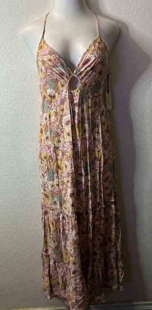 🆕Liberty Love Spaghetti Strap Cut Out Flowy Floral Maxi Sundress L🆕 thumbnail 1