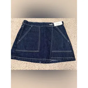 NWT Abercrombie & Fitch Denim Micro Mini Skirt Size 23 Dark Wash Y2K Indie thumbnail 2