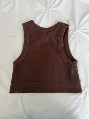 aerie Ribbed Crop Tank Top - Brown thumbnail 3