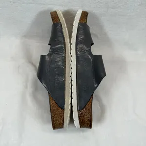 Birkenstock Arizona Leather Sandals Gray Two‎ Strap Slides EU 38N US 7 READ thumbnail 11