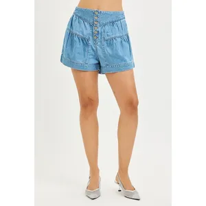 RISEN Elastic Band Slouchy Shorts With Shirred Detail -‎ Large thumbnail 6