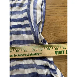 Humming Bird Women Size Measured Button Down Blouse‎ Short Sleeve Stripe Pocket thumbnail 5