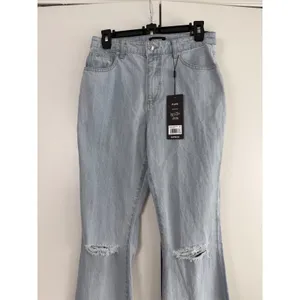 Express Flare Mid Rise Jeans Light Wash Distressed Rigid Front Stretch Back‎ 6 thumbnail 3
