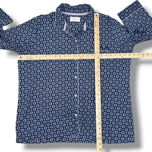 Victorias Secret Snowflakes Flannel Button Up Pajama Top Shirt Blue XL‎ thumbnail 10