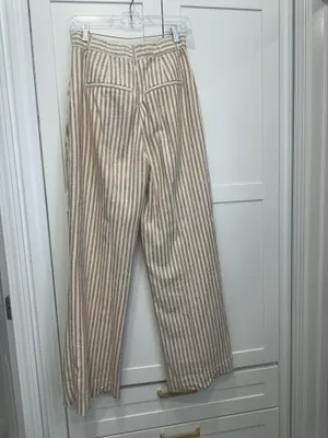 Abercrombie striped beige and white linen pants thumbnail 6
