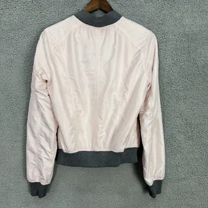 Abercrombie & Fitch Bomber Jacket Women Medium Pink Grey Zip Utility Flight Coat thumbnail 3