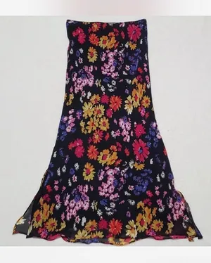 Vintage Express Silk Maxi Floral Skirt with Side Slit thumbnail 7