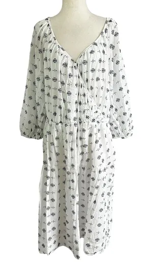Anthropologie White/Blue Marcie Lined With Pockets Dress Women's Size XL | 70-17 thumbnail 1