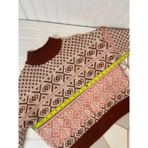 NWT American Eagle Fair Isle Mock Neck Pullover Sweater Brown Pink Womens Size S thumbnail 4