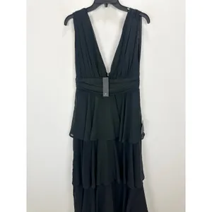 Lulus Amazing Evening Black Tiered Maxi Dress Chiffon Formal Evening Medium NWT thumbnail 7