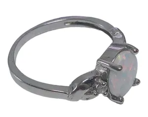 Oval Shape Opal Silvertone Ring 7.75 thumbnail 5