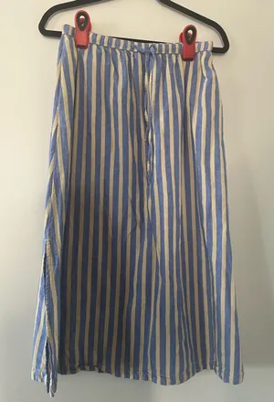 Universal Threads Blue Cream Stripe Pull On Midi Skirt Small Coastal Euro Summer Resort Vacation thumbnail 1