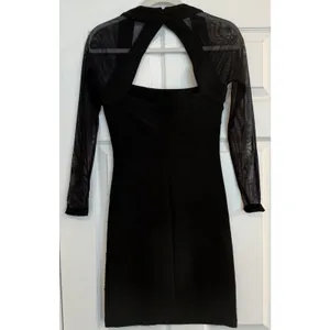 Vtg Moda International Mini Dress‎ Sz XS Black Bodycon Mesh LBD Cocktails Party thumbnail 2