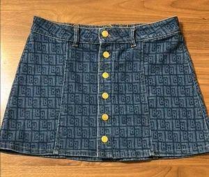 Wrangler Leon Bridges All Over Laser Denim Mini Skirt Women’s Small thumbnail 1