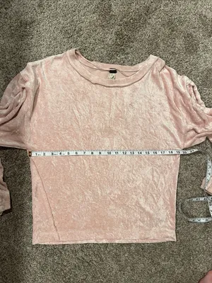 We the Free Milan Crushed Velvet Top in Pink Size Small thumbnail 9