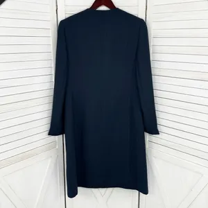 Dress Barn Pinstripe Long Line Blazer‎ Jacket Blue Tan 10 Suit Coat thumbnail 10