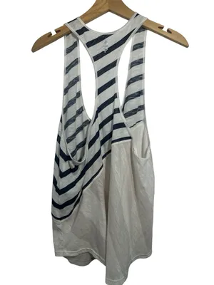 Free People Movement Keep Rolling Striped Tank Top in Navy and White thumbnail 7