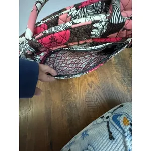 Vera Bradley Mocha Rouge Quilted Laptop Messenger Bag Pink Floral Crossbody thumbnail 8