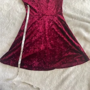 One Clothing Crushed Velvet Maroon Dress with Black Mesh Chest size S thumbnail 7