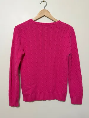 Ralph Lauren Pink Cable Knit Sweater Size Medium Women’s thumbnail 7