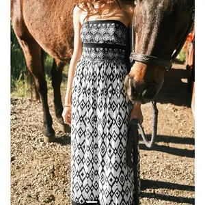 Cupshe Black & White Geo Sleeveless Maxi Tube Dress XL NWT Resort Boho Spring thumbnail 4
