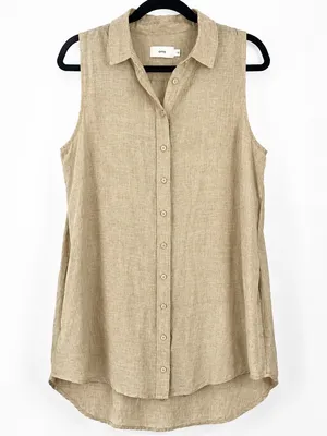 Onia Sleeveless Button-Front Swim Coverup in Beige thumbnail 2