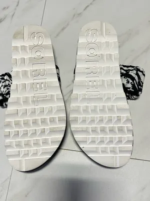 Sorel Women's Roaming Two Strap Slide platform Sandals Black White Size 8 thumbnail 5