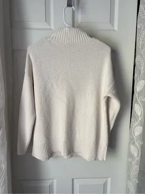J. Crew Cotton Cable Knit Mock Neck Pullover Cozy Preppy Turtleneck Sweater sz M thumbnail 6