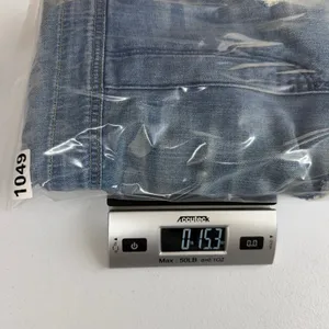 Abercrombie & Fitch blue light‎ wash distressed adjustable pocket short overalls thumbnail 7
